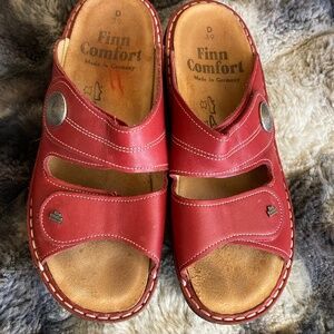 Finn Comfort Women Shoe Soft Sansibar Size 8-8.5 EUR 39 Red Sandal Pre Owned